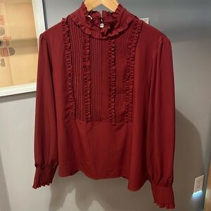 Zara Ruffle Neck in Merlot